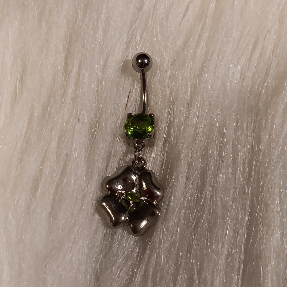 Four Leaf Clover Dangle Belly Ring - image 2